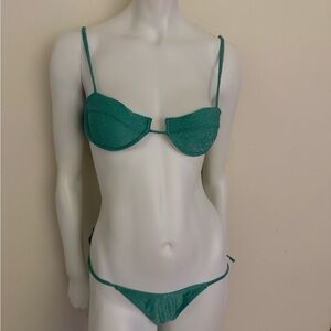 SHEIN Shimmer Green Underwire Bikini Set